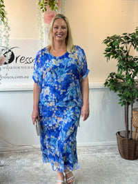 Clyde Blue Floral Silk Dress