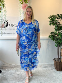 Clyde Blue Floral Silk Dress