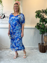 Clyde Blue Floral Silk Dress