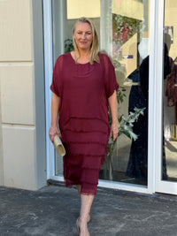 Clyde Burgundy Silk Dress