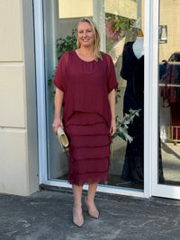 Clyde Burgundy Silk Dress
