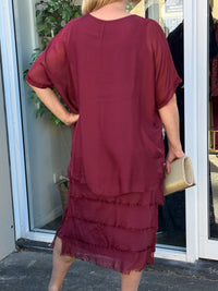 Clyde Burgundy Silk Dress