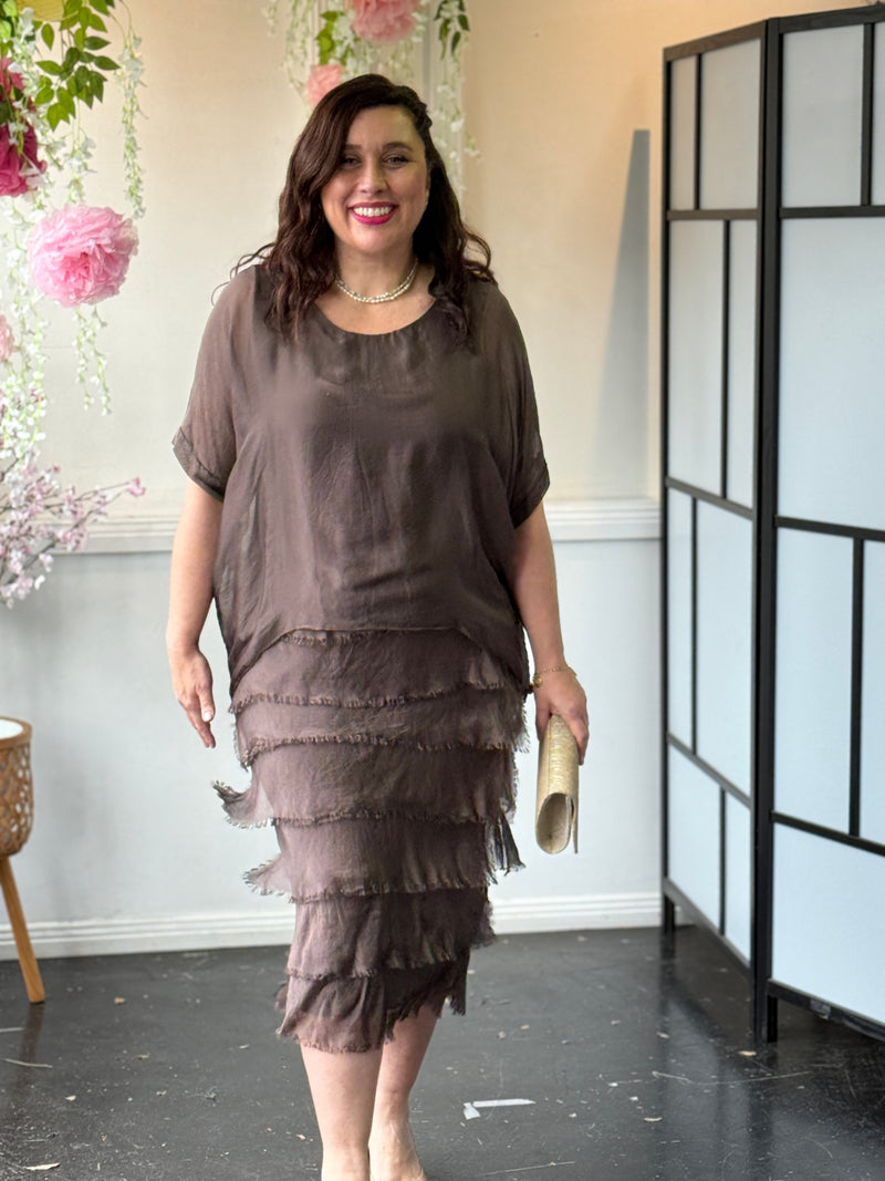 Clyde Mocha Silk Dress