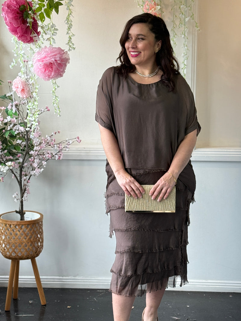 Clyde Mocha Silk Dress
