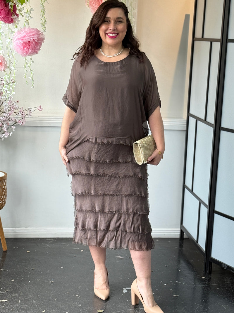 Clyde Mocha Silk Dress
