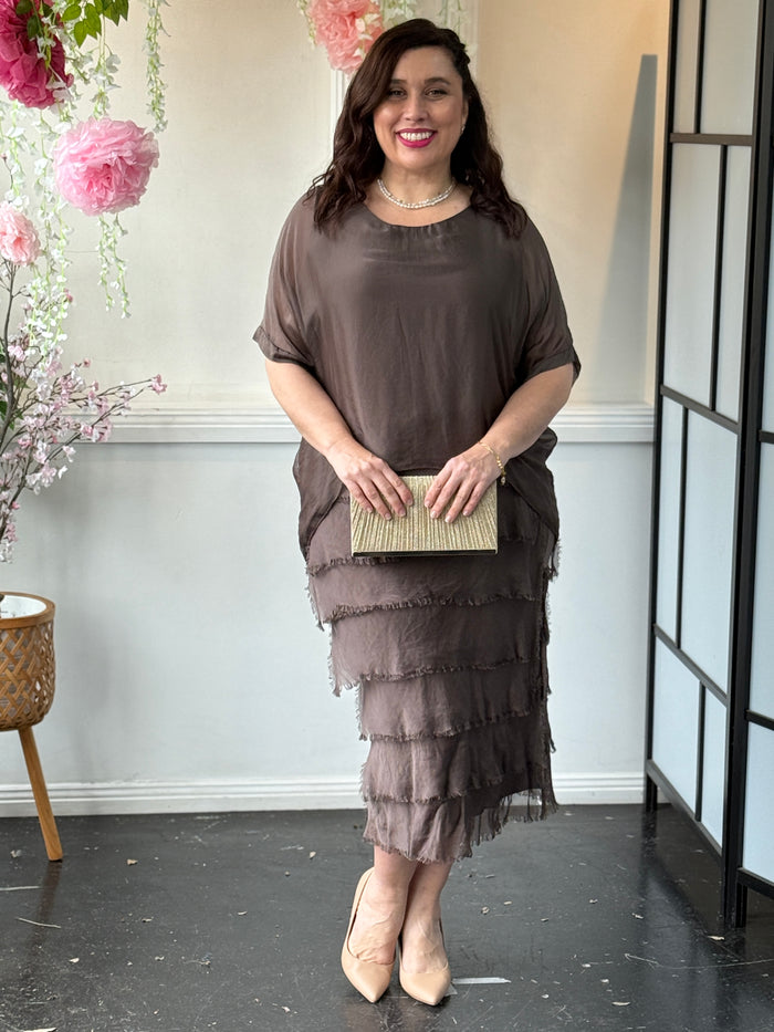Clyde Mocha Silk Dress