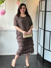 Clyde Mocha Silk Dress