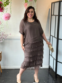 Clyde Mocha Silk Dress