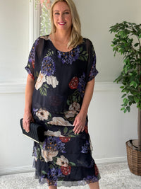 Clyde Petal Bloom Silk Dress