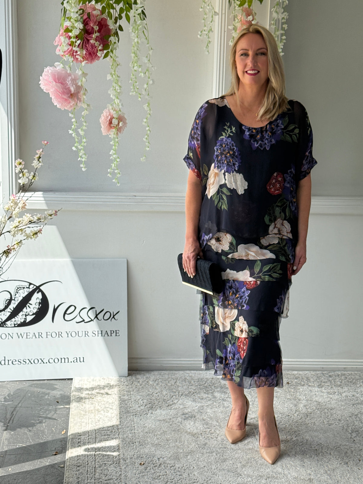 Clyde Petal Bloom Silk Dress