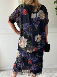 Clyde Petal Bloom Silk Dress