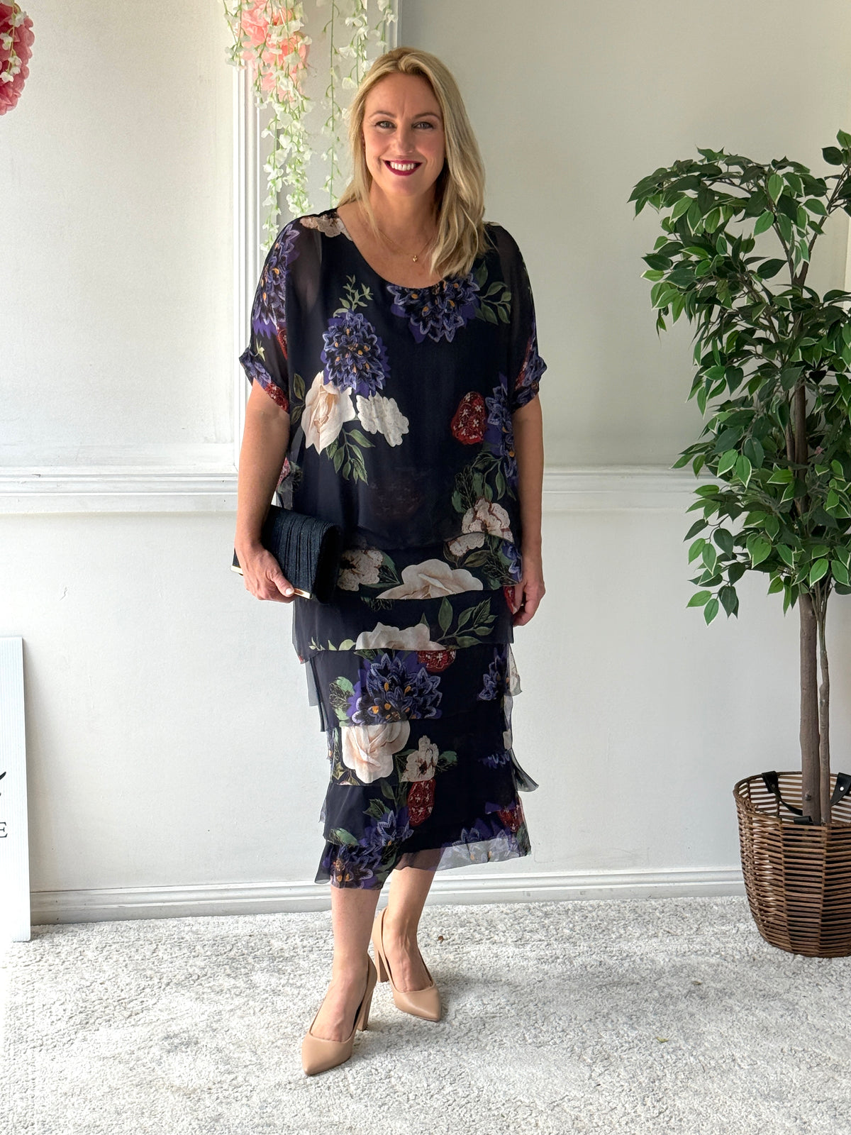 Clyde Petal Bloom Silk Dress