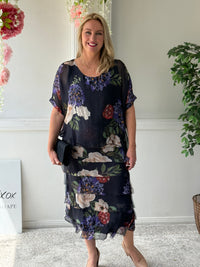 Clyde Petal Bloom Silk Dress