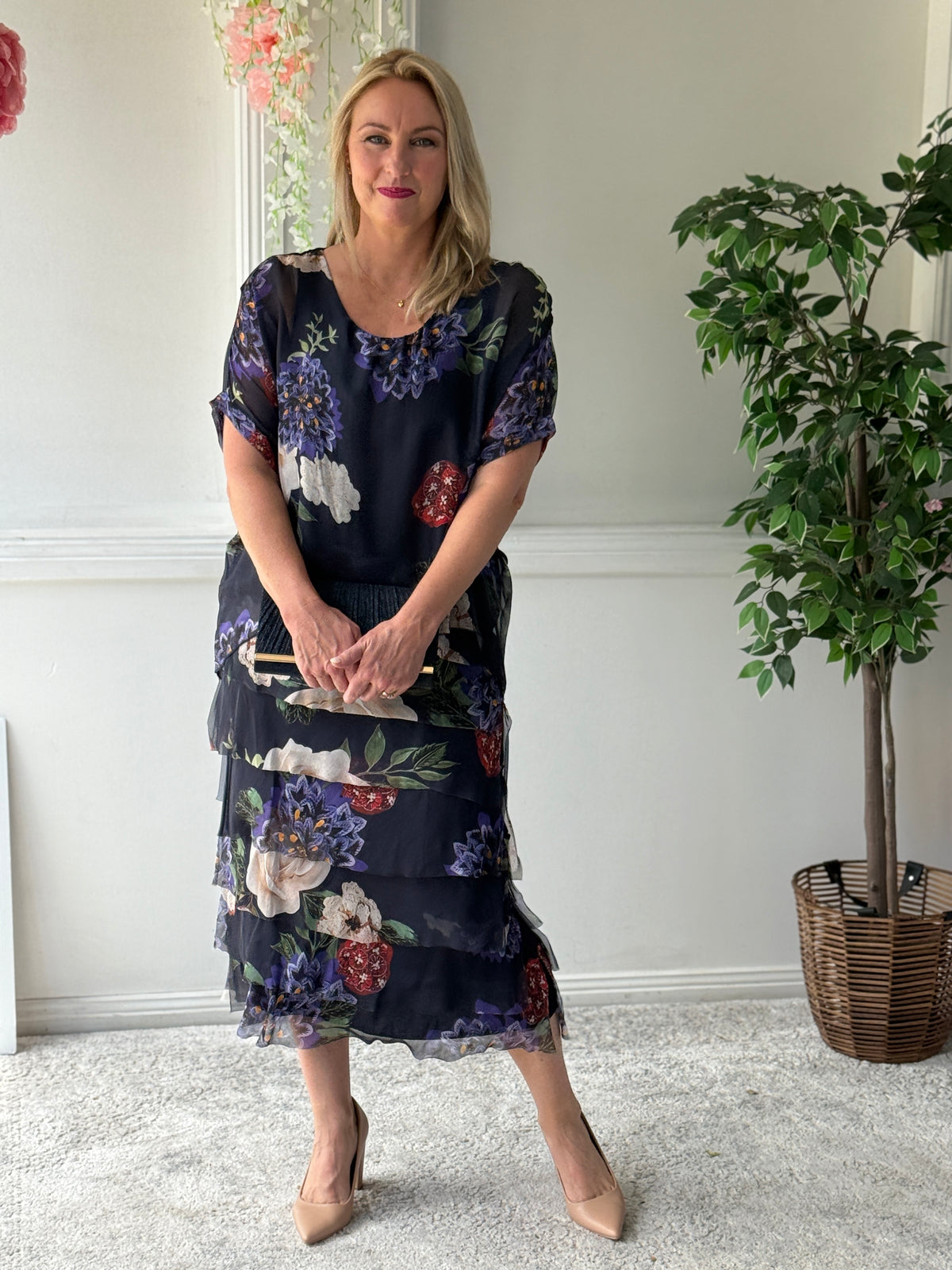 Clyde Petal Bloom Silk Dress