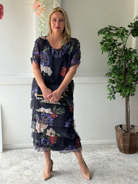 Clyde Petal Bloom Silk Dress