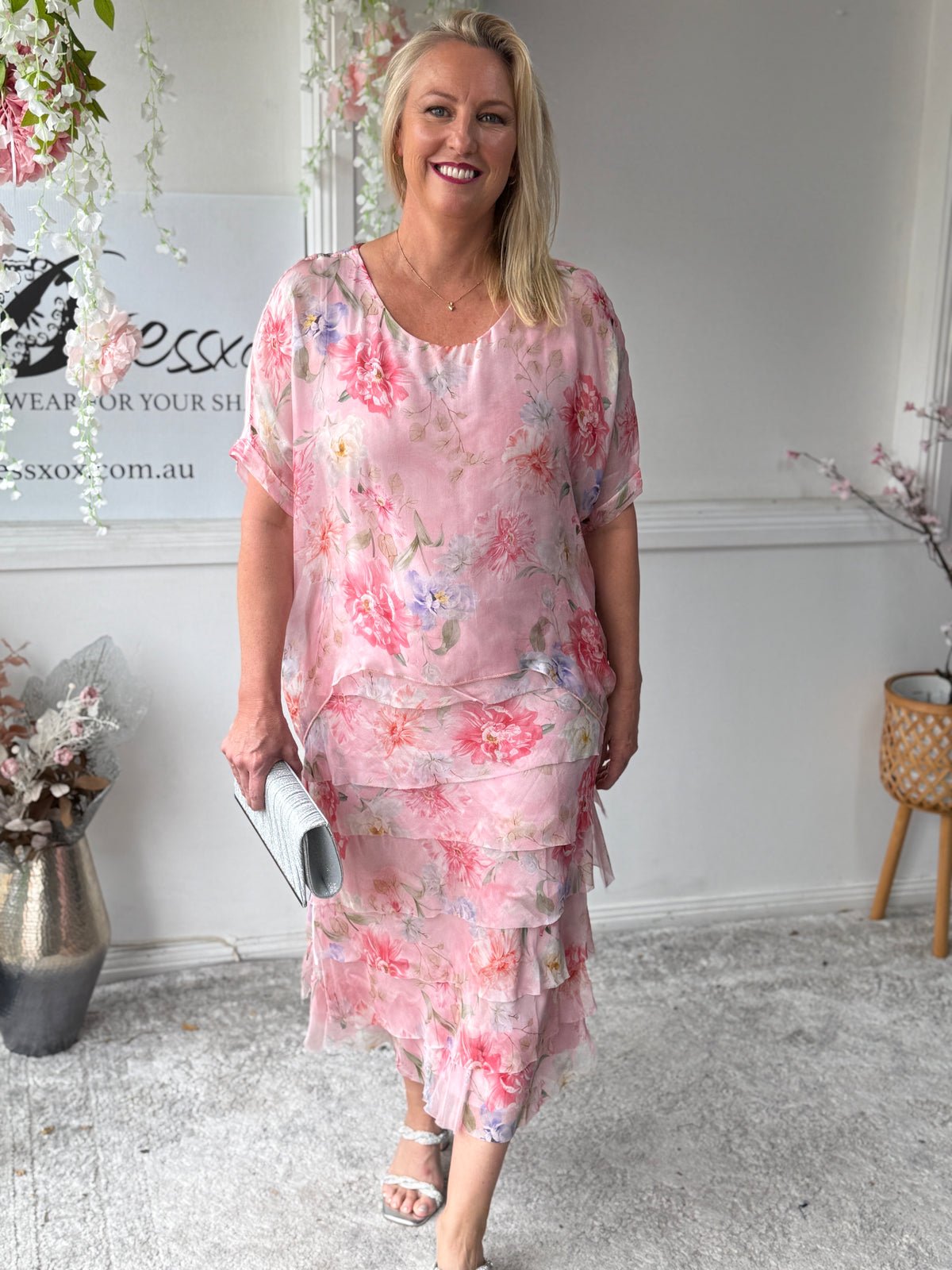 Clyde Pink Silk Dress