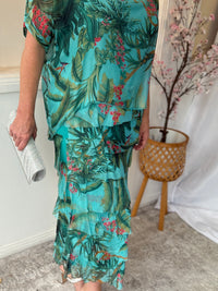 Clyde Tropical Aqua Silk Dress