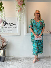 Clyde Tropical Aqua Silk Dress