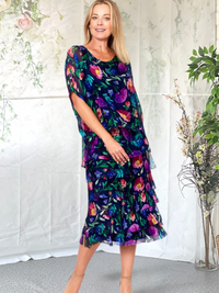 Clyde Floral Navy Silk Dress