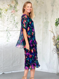 Clyde Floral Navy Silk Dress