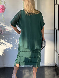 Clyde Dark Green Silk Dress
