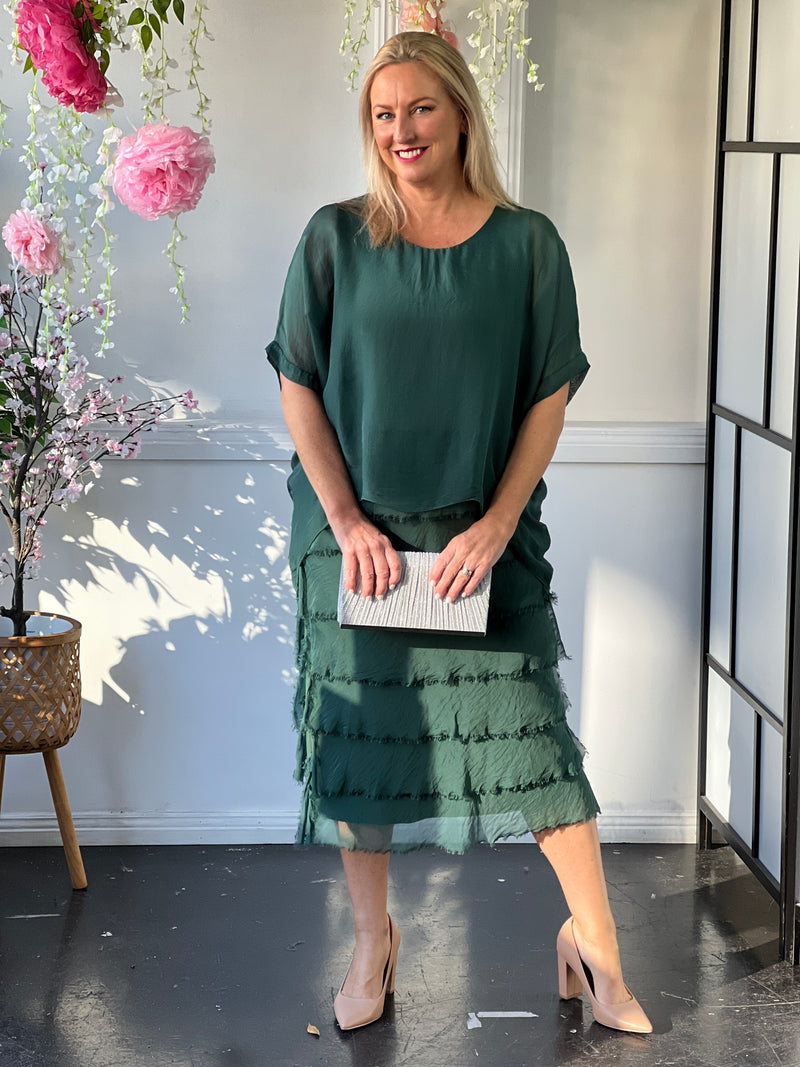 Clyde Dark Green Silk Dress