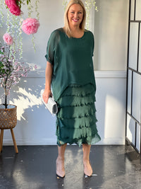 Clyde Dark Green Silk Dress