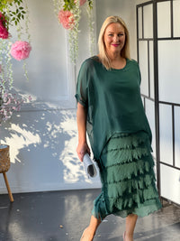 Clyde Dark Green Silk Dress