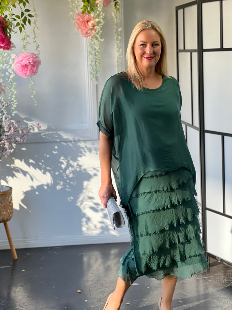 Clyde Dark Green Silk Dress
