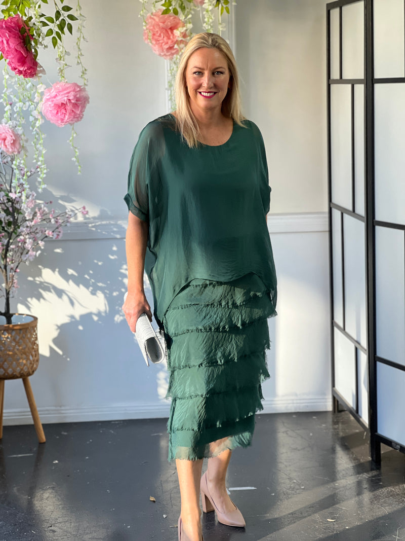 Clyde Dark Green Silk Dress