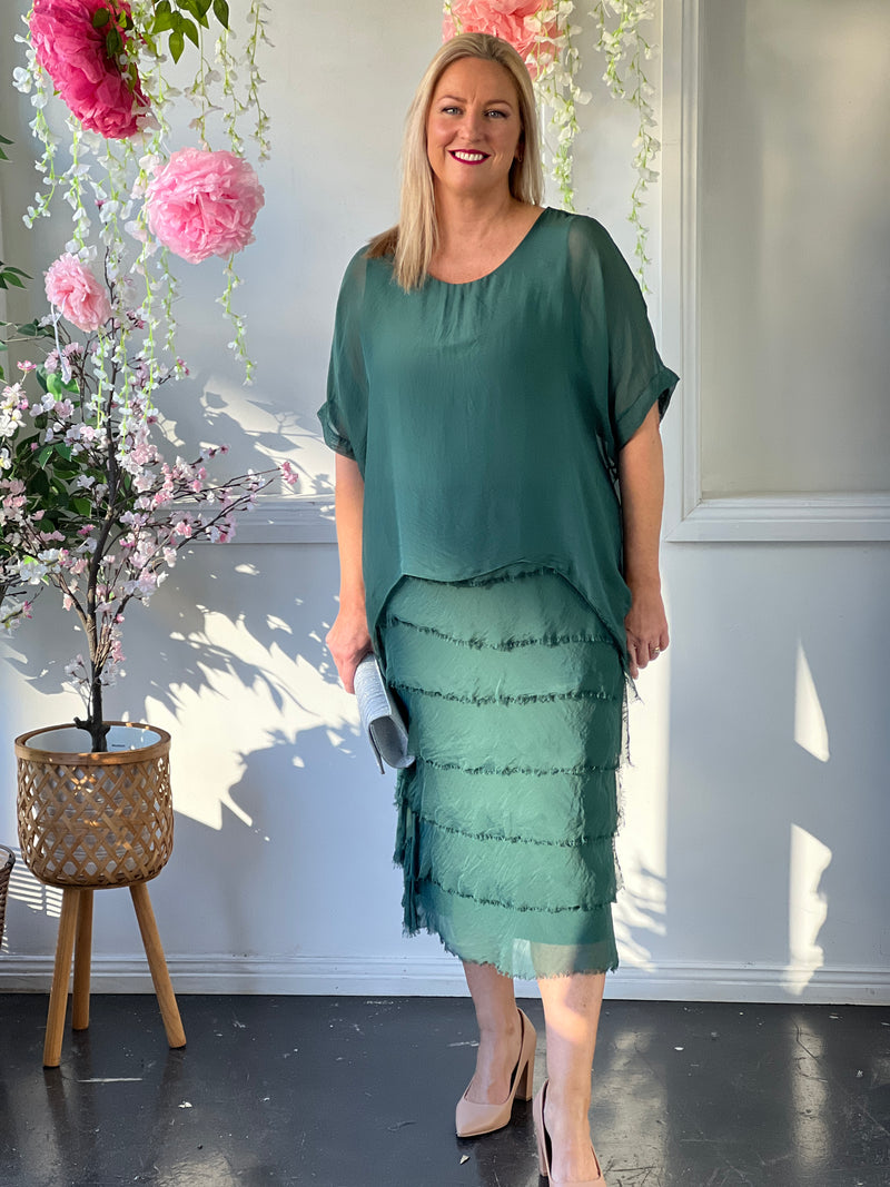 Clyde Dark Green Silk Dress