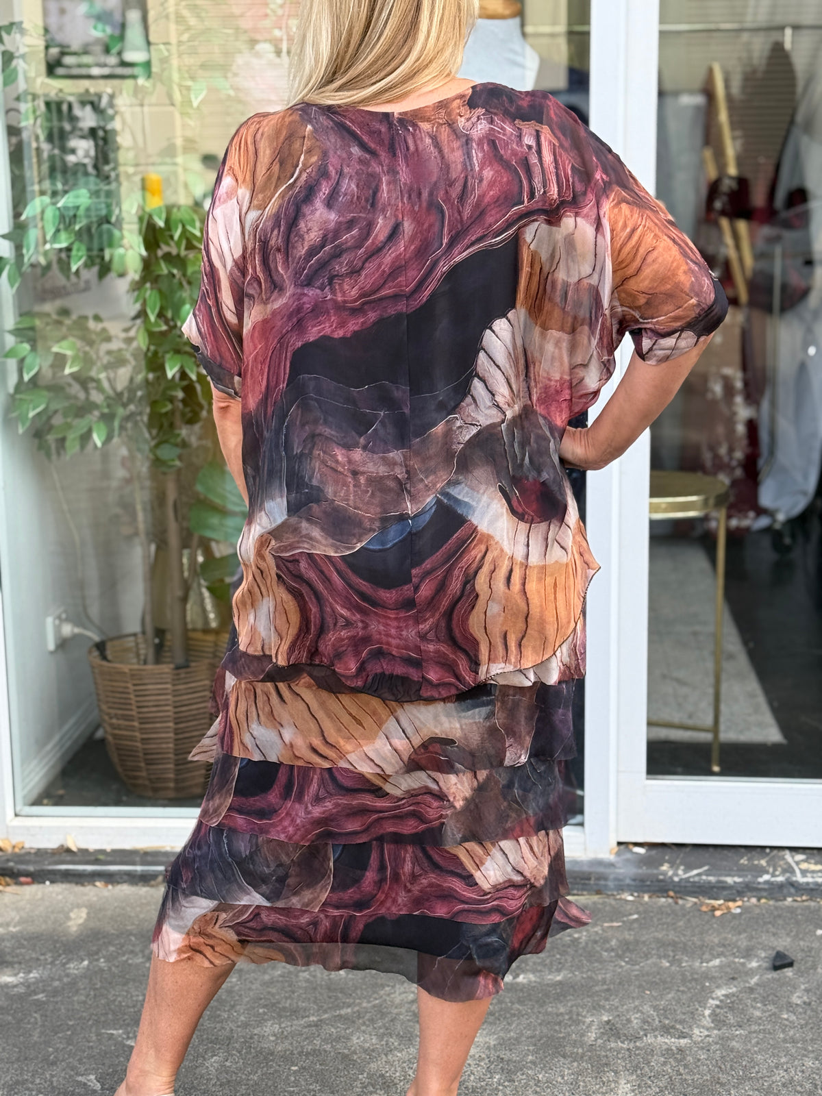 Clyde Chocolate Amethyst Silk Dress