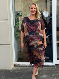 Clyde Chocolate Amethyst Silk Dress