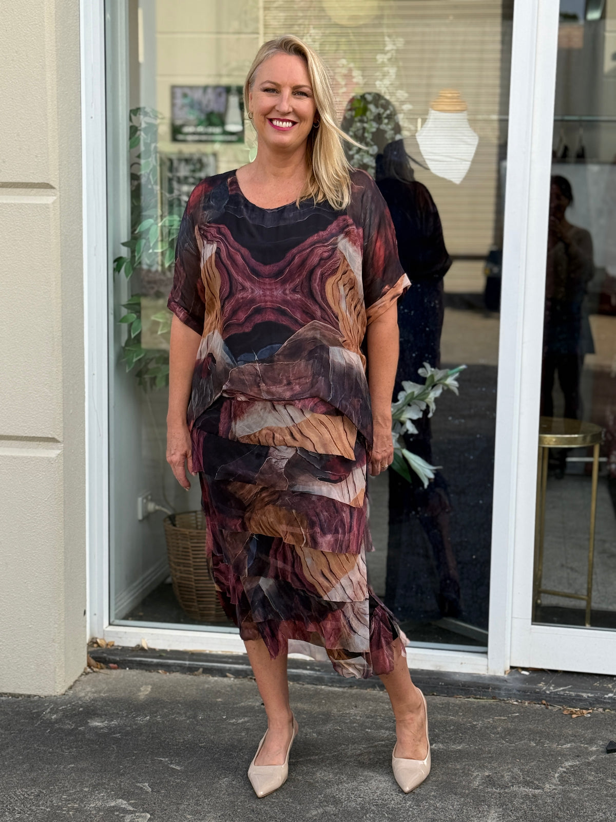 Clyde Chocolate Amethyst Silk Dress