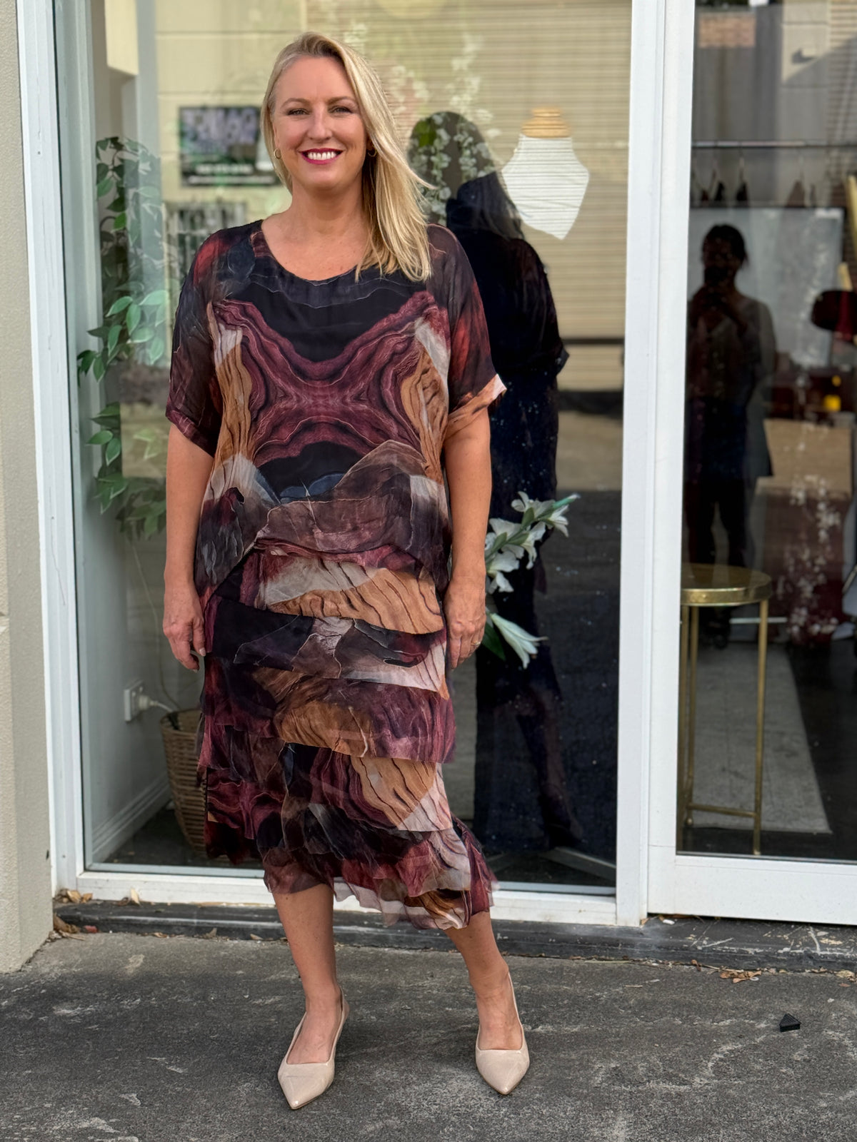 Clyde Chocolate Amethyst Silk Dress
