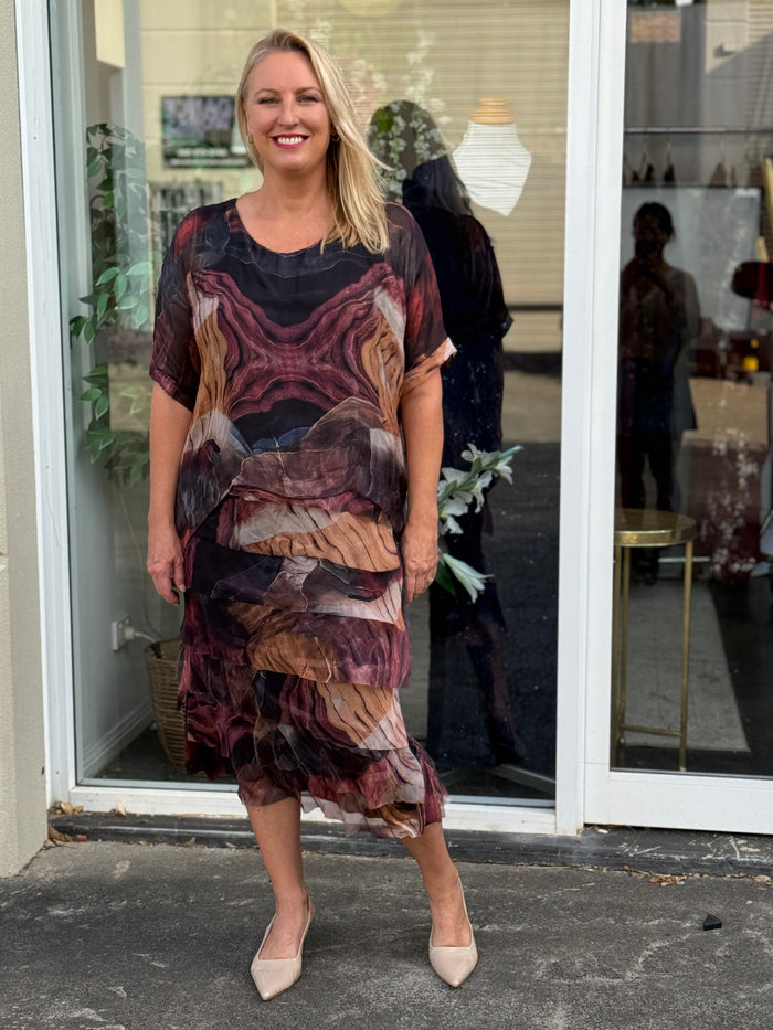 Clyde Chocolate Amethyst Silk Dress