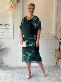 Clyde Emerald Petal Silk Dress
