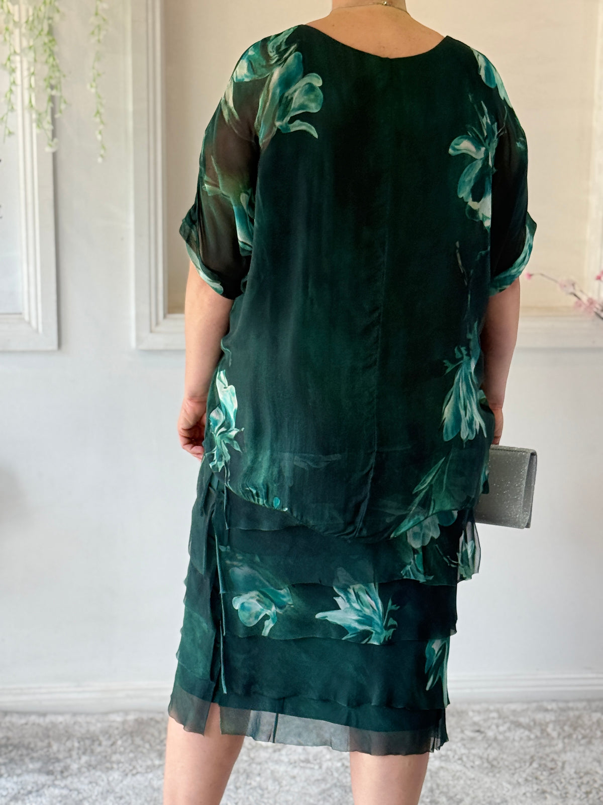 Clyde Emerald Petal Silk Dress