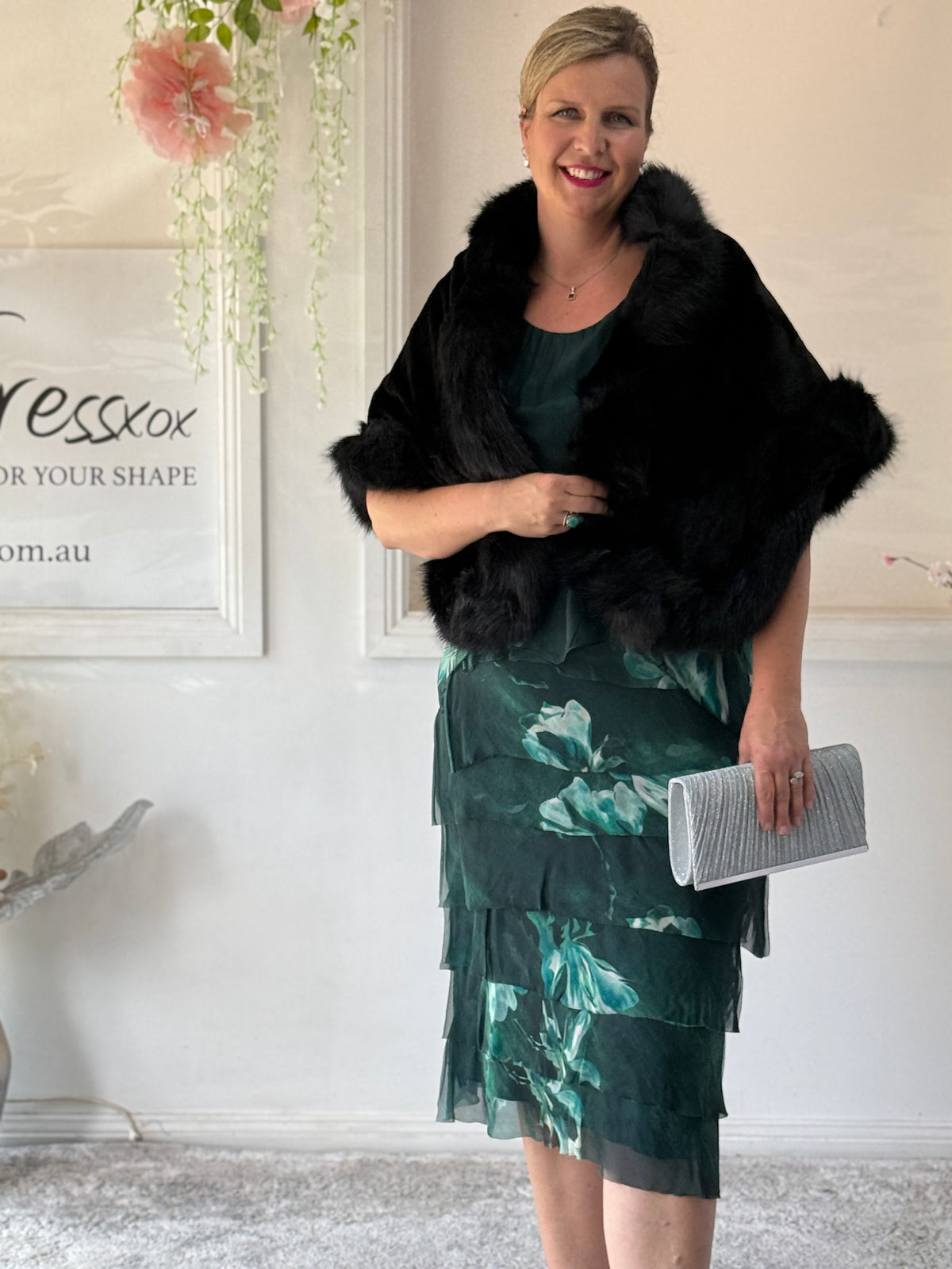 Clyde Emerald Petal Silk Dress