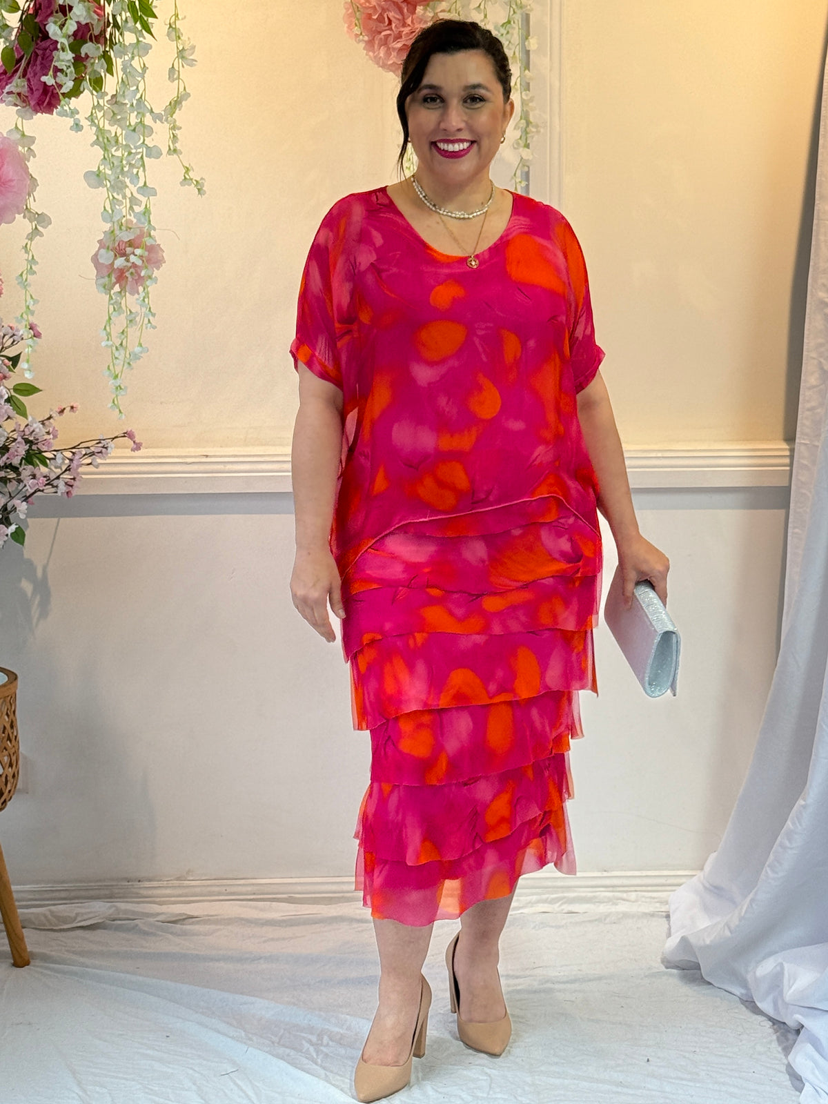 Clyde Fuchsia Silk Dress
