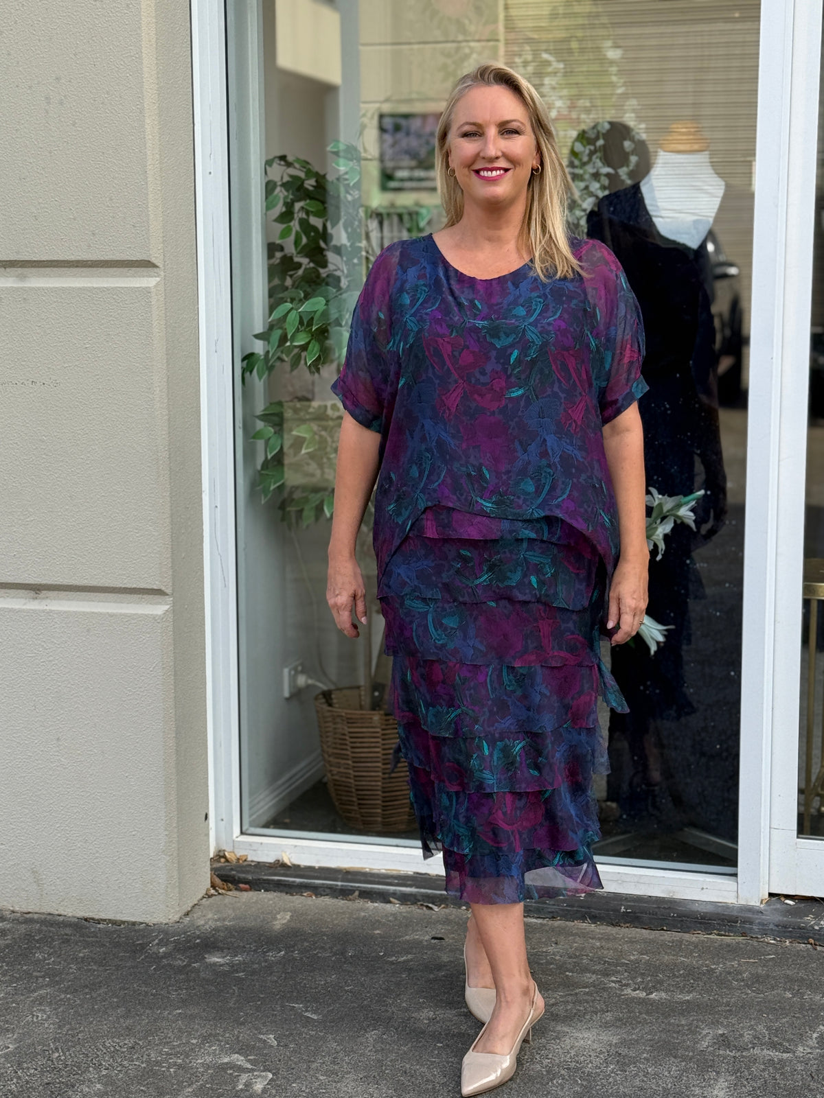 Clyde Midnight Orchid Silk Dress