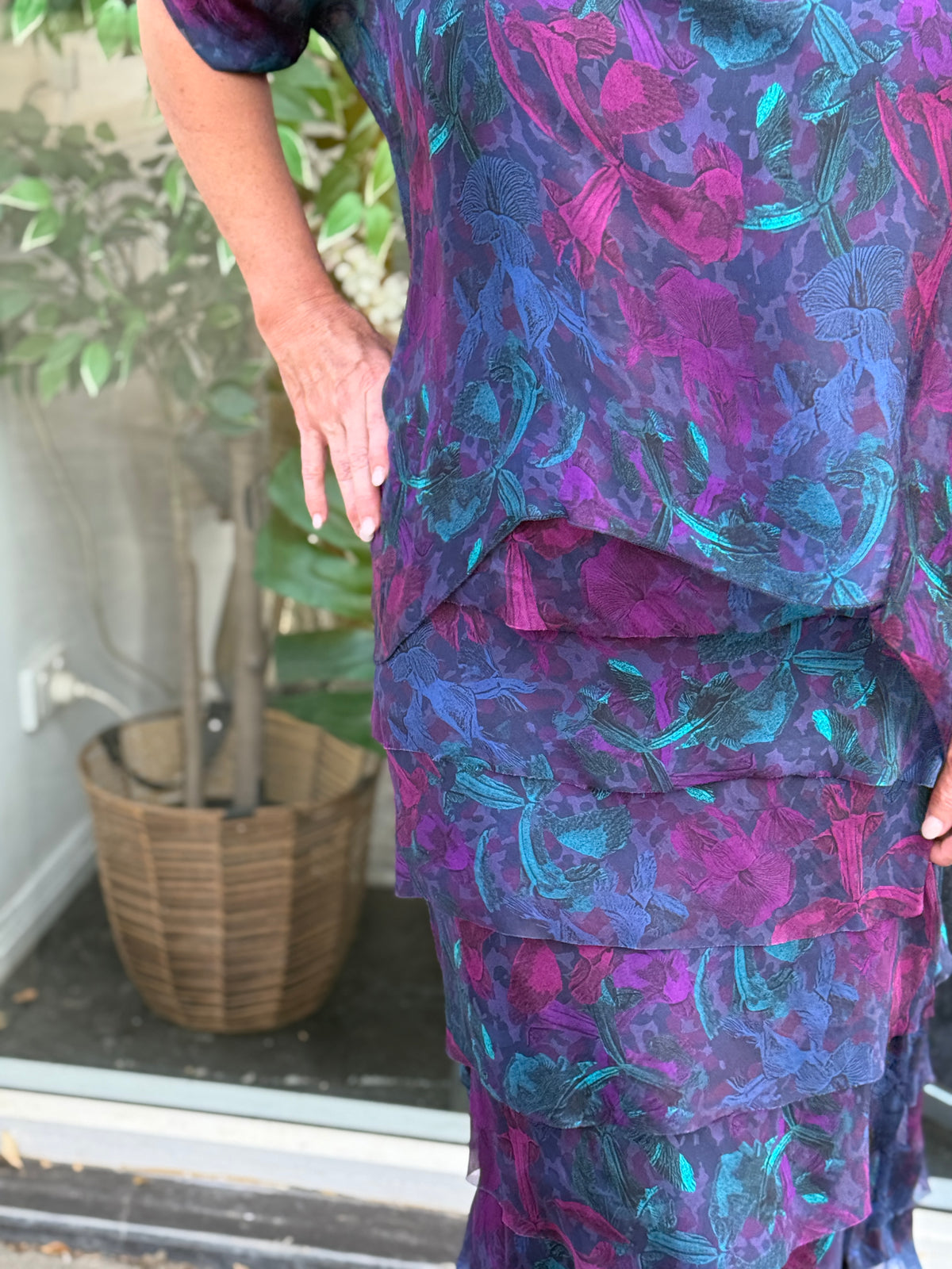 Clyde Midnight Orchid Silk Dress
