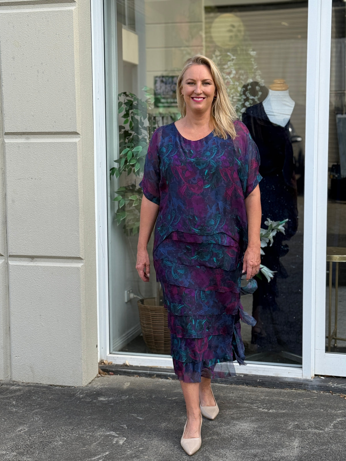 Clyde Midnight Orchid Silk Dress
