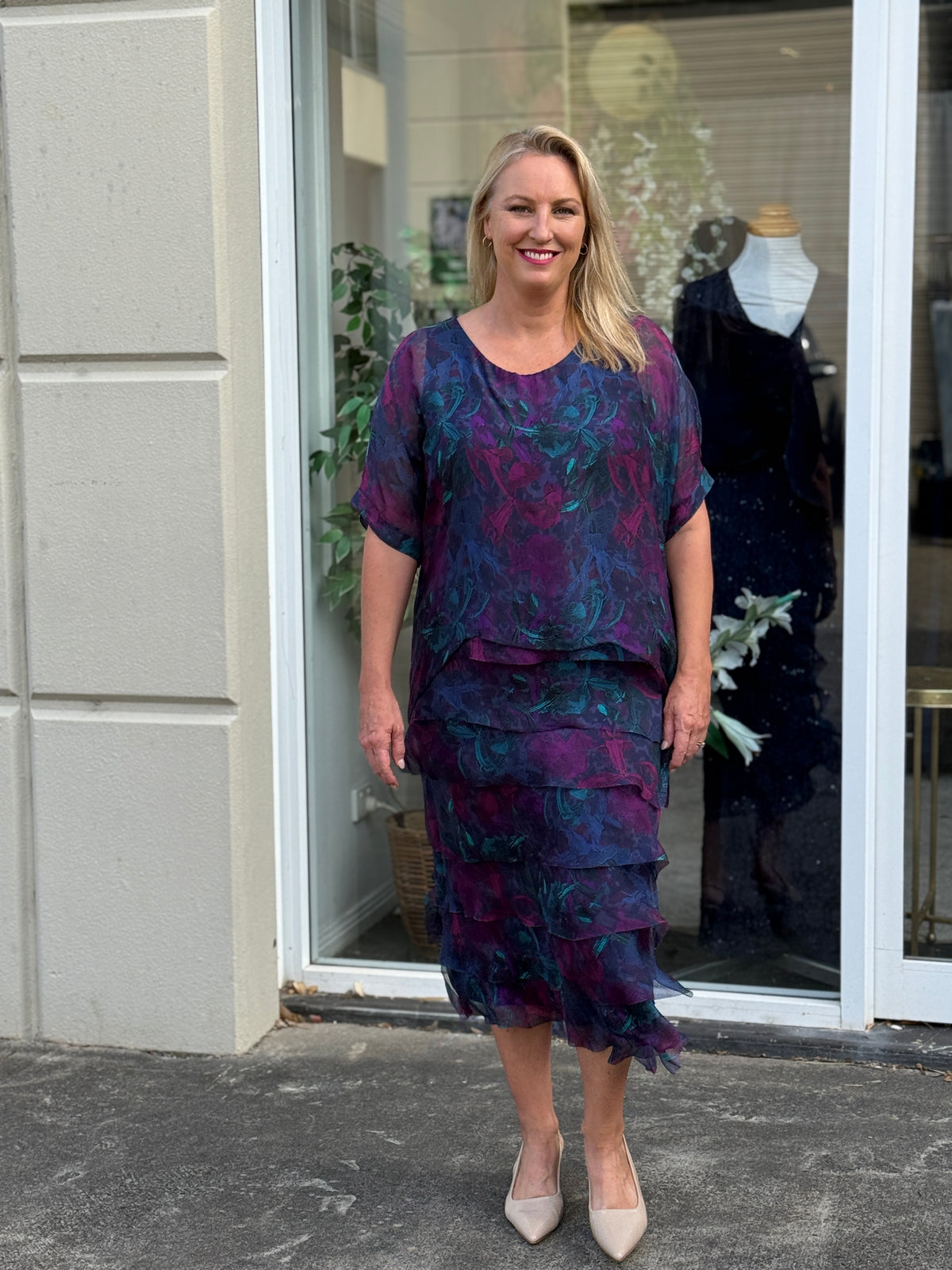 Clyde Midnight Orchid Silk Dress