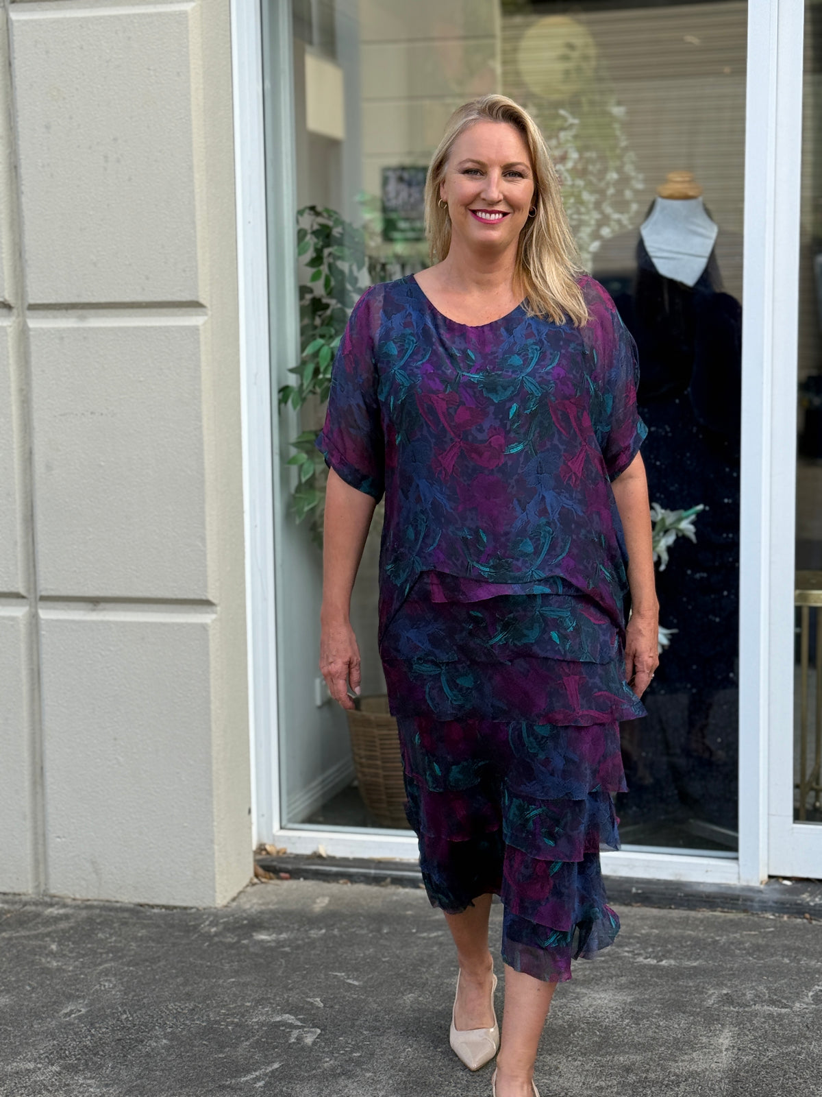 Clyde Midnight Orchid Silk Dress