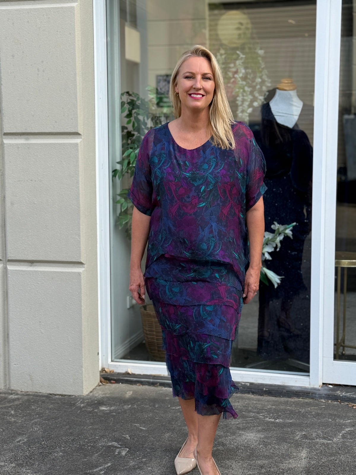 Clyde Midnight Orchid Silk Dress