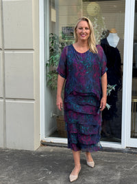 Clyde Midnight Orchid Silk Dress