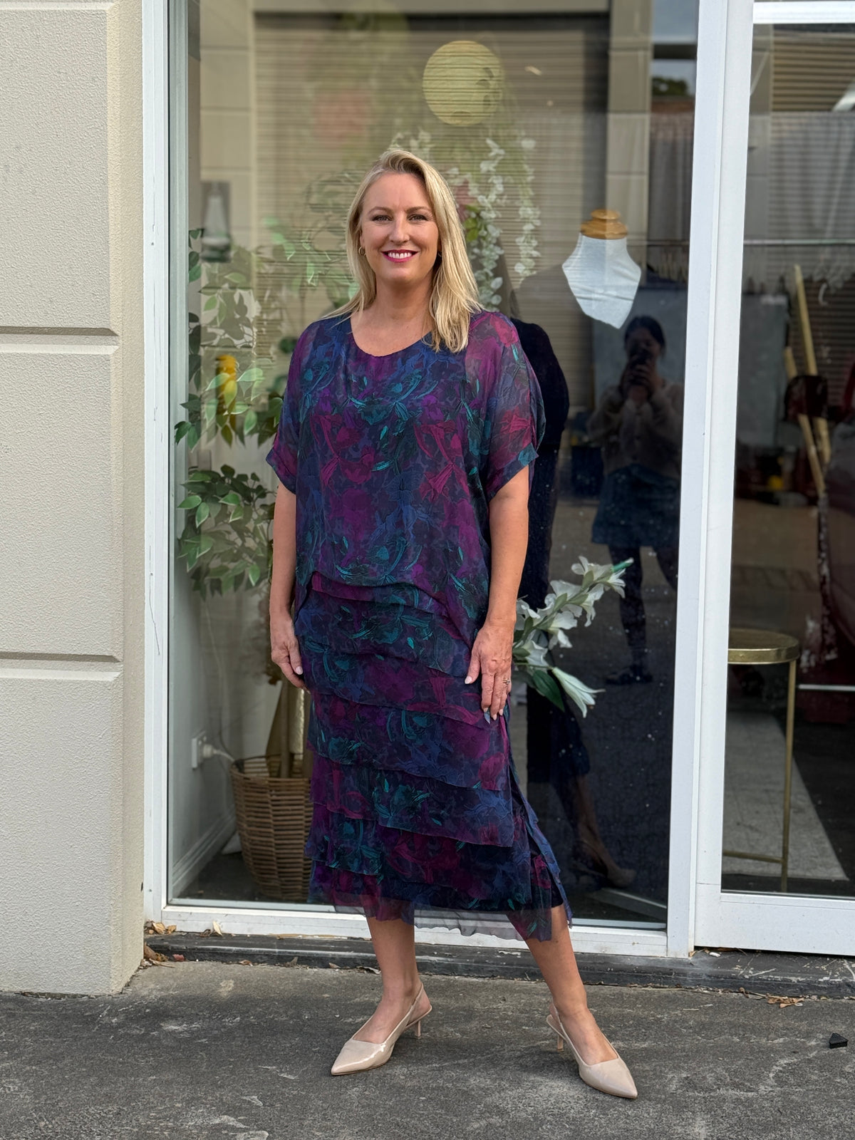 Clyde Midnight Orchid Silk Dress