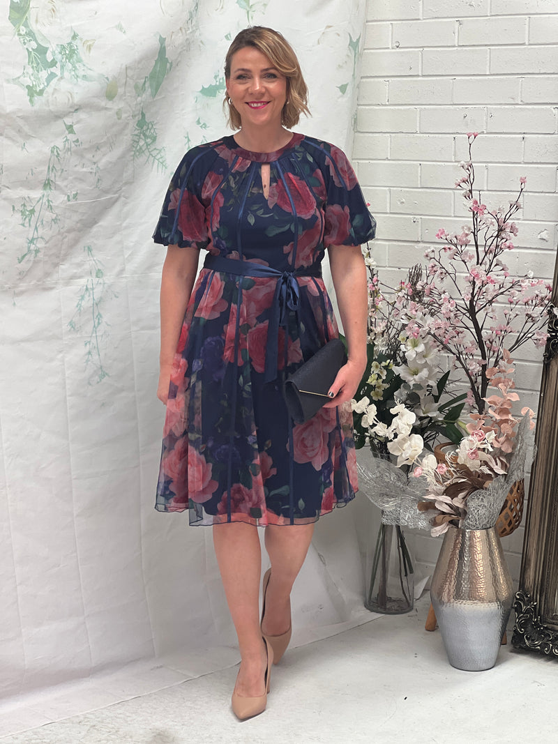 Colette Navy Floral Evening Dress