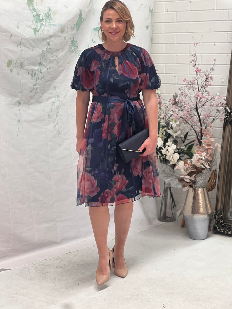 Colette Navy Floral Evening Dress